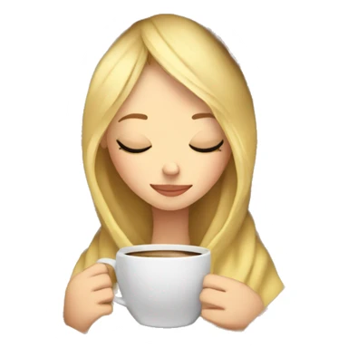 blonde girl inside a cute blanket sipping coffee eyes closed sticker