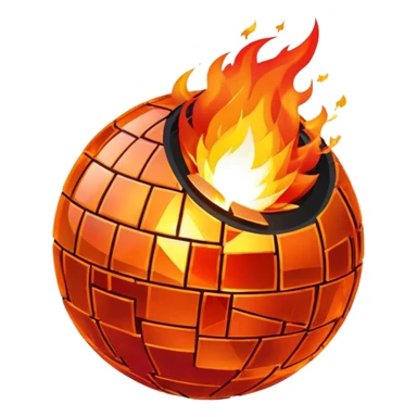 disco ball on fire on top sticker