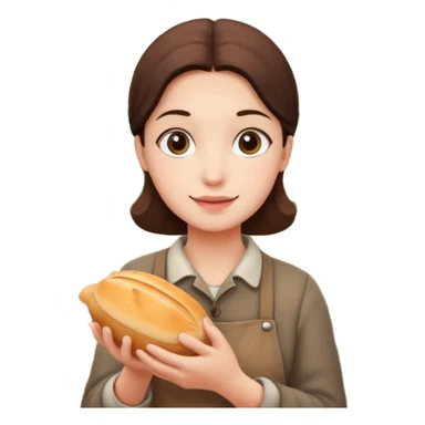 Shopper with small bread loaf,Farmers’ Market, background bakery shop, market. sticker