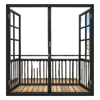 balcony with doors made out of wood sticker
