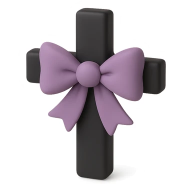 Purple bow with cross sticker