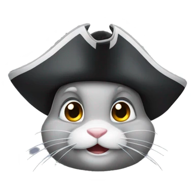 Gray bunny wearing a pirat hat sticker