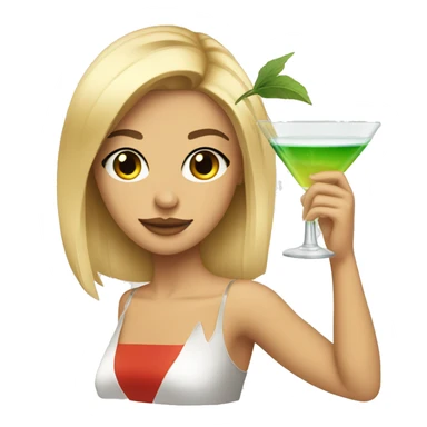 Blonde and straight hair girl sustaining cocktail sticker
