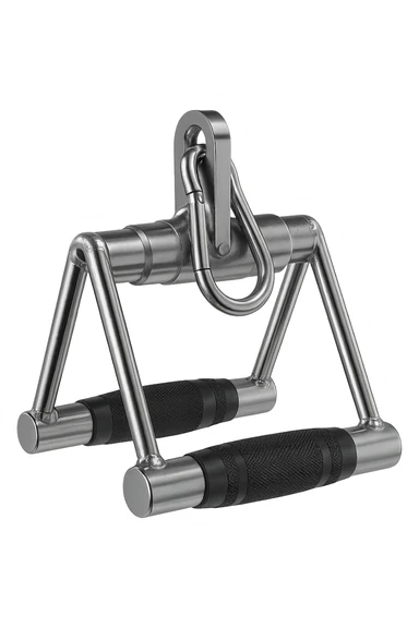 triangolo manubrio da palestra 3d fluttua in aria, iperrealistico 4k sticker