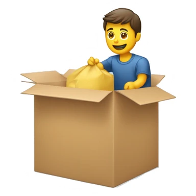 a man packing an item into a box sticker