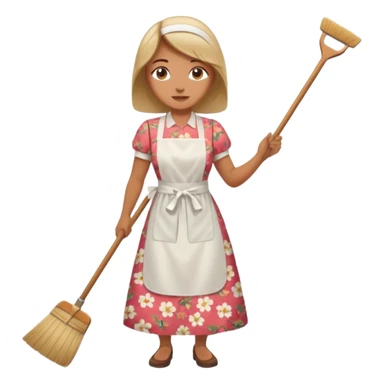 woman sweeping the floor sticker