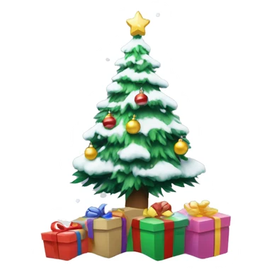 Christmas’s tree with presents under neath with snow all around sticker