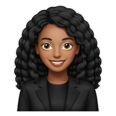 Solange, black long hair, black outfit sticker