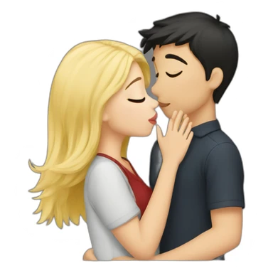 Blondie Girl kissing boy with dark hair sticker