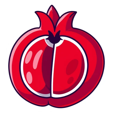 cut-open pomegranate showing the shiny, ruby-red seeds inside sticker