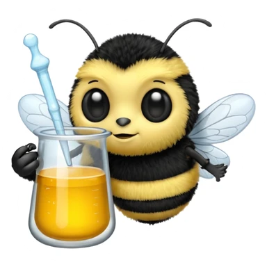 a bumblebee holding a beaker sticker
