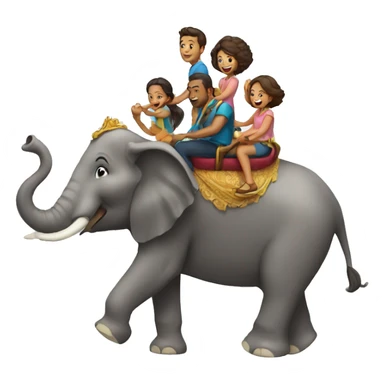 family riding elephant sticker