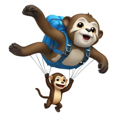 Otter and monkey skydive sticker