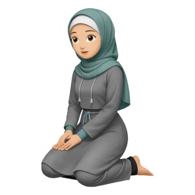 Woman Kneeling for Islamic prayer side view sticker