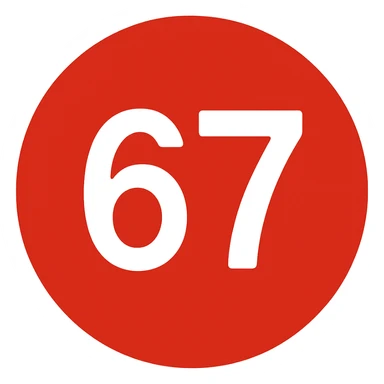 red circle emoji that says "67" sticker