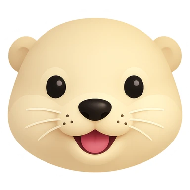Show only the face of a cream color otter, keep it cute and simple, no background, clean isolated face portrait, minimalistic style. sticker