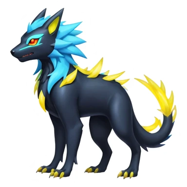  pastel dark bright vibrant futuristic lush warm-colored neon-glowing electric maned Luxray-Manectric-Fakémon-Vernid-Digimon-creature (full body) sticker