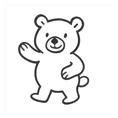 sketchy and playful bear, hand drawn outlined icon style sticker