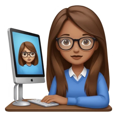 Cute girl using computer sticker