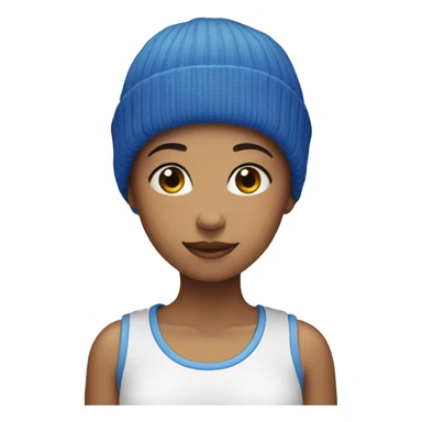girl with short blue hair and beanie on sticker