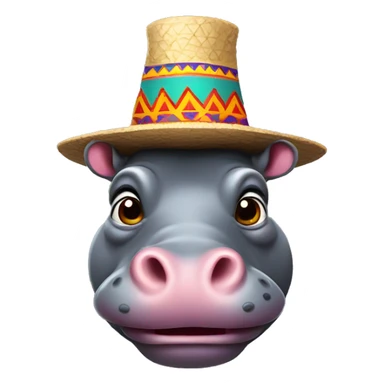 Hippo with a sombrero  sticker