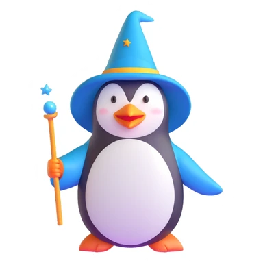 penguin wizard with magic wand sticker
