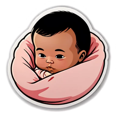 Black and Asian new born baby with Yeezy  sticker