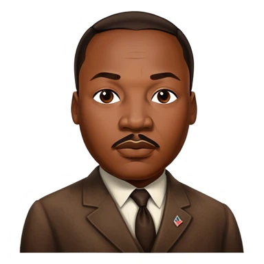 Cinematic Realistic Martin Luther King Jr. Portrait Emoji, depicted as a compassionate determined civil rights leader in period attire with a powerful gaze, rendered with rich textures and inspiring dynamic lighting that captures his historic legacy. sticker