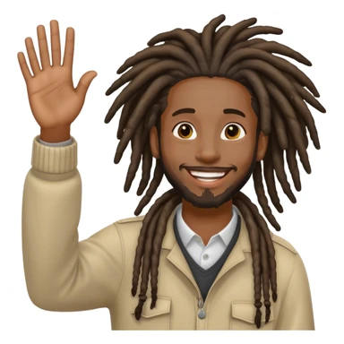 Black man with dreadlocks waving ‘hi’ sticker