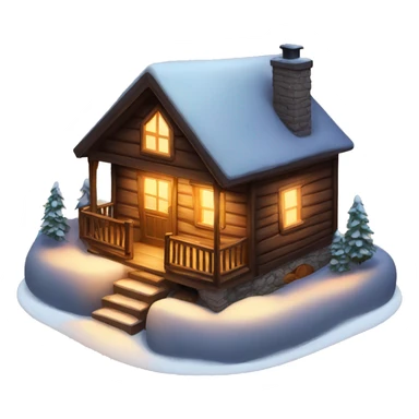 Cozy cabin with snow and warm lights sticker