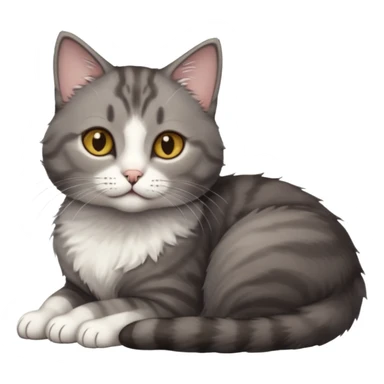 full body tiny short hair dark grey and white cat with hazel eyes lying down sticker