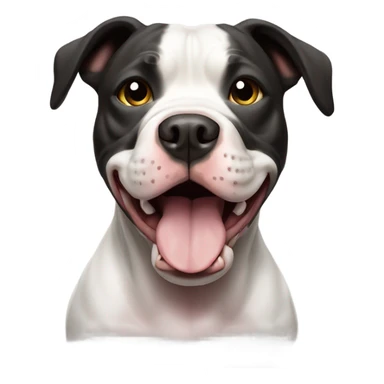 Cute but very scared pit bull all black head except for white chest sticker