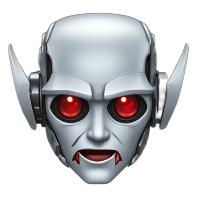 Cyber futuristic silver vampire robot face  red eyes, long ears and vampire fangs sticker