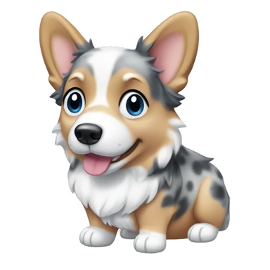 Blue Merle corgi with tan points and a half white face and blue eyes sticker