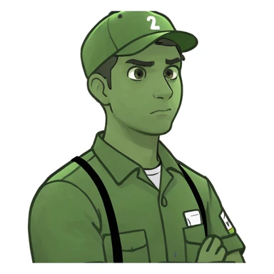 emoji of delivery man is going somewhere to the right , he is sad, he is dressed in work uniform sticker