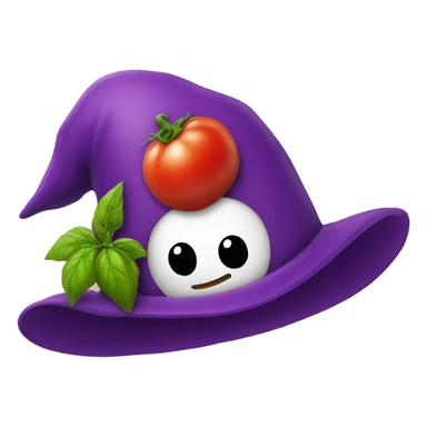 wizard tomato with a purple hat sticker