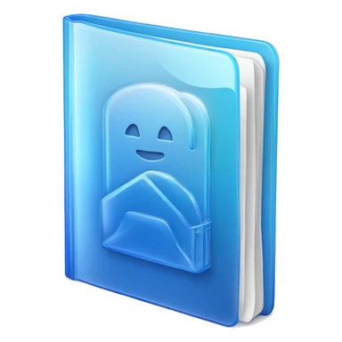 3d glass icon folder with documents in blue color, with ARCHV on the front sticker