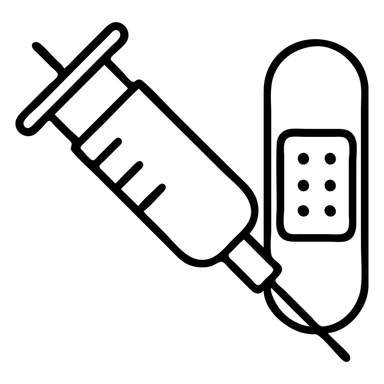 A vaccination icon with a syringe and a bandaid, representing immunization and healthcare sticker