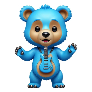 3D, adorable little Pixar style blue neon punk bear singing, ultra detailed, each lash, eye, and strand of fur is shown in stunning detail as though captured in a timeless photograph, rich textures, visually rich, so lifelike it feels like it could leap off the page at any moment sticker