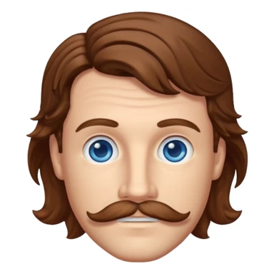 Benson Boone (b.2002) blue eyes, brown wavy hair and thin mustache sticker