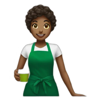 Mermaid working at Starbucks with green apron sticker
