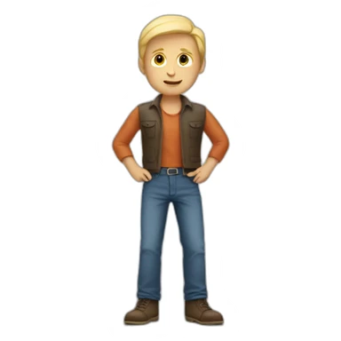 habib a blond short man with big square legs and tiny arms sticker