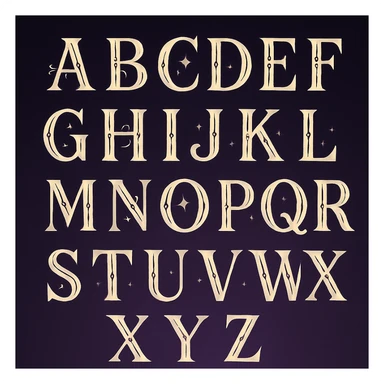 letters in tarot aesthetics with a dark purple gradient to light purple background sticker