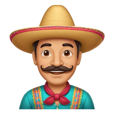 funny Mexican character with a big mustache and sombrero, smiling sticker