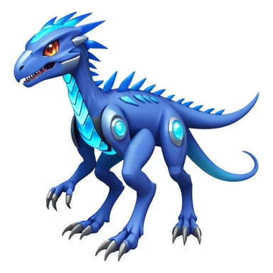 Shiny Futuristic Celestial Fakemon-Pokemon-Digimon-Spectrobes-Raptor-fusion, full body, four legs sticker