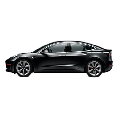 Hyper realistic, open top, black, Tesla Model 3, black seats, Performance, left side view sticker