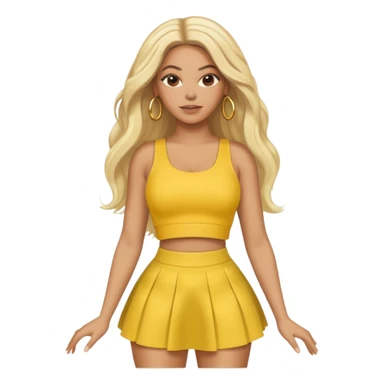 Beyonce with long platinum blonde hair, yellow crop top and skirt sticker