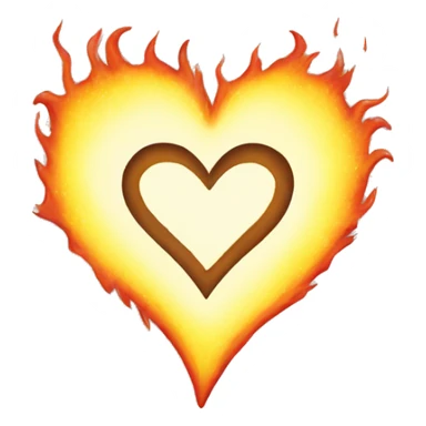 white heart with fire around it sticker