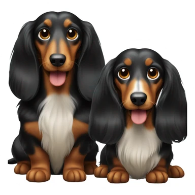 What and black long haired dachshunds  sticker