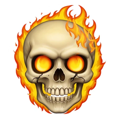 A burning skull with fire coming out of where the eyes sticker
